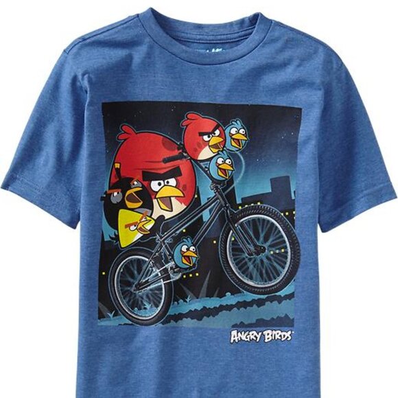 NWT Old Navy Angry Birds Game Graphic Tees T-Shirt Shirt Blue Boys XS L XL - Picture 2 of 2
